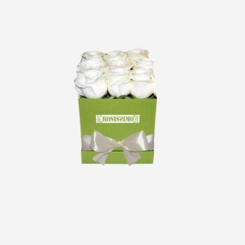 Fehér rózsadoboz – Kocka – Kicsi – Friss virágból