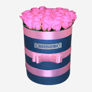 Rózsaszín rózsadoboz – Kerek – Nagy – Friss virágból